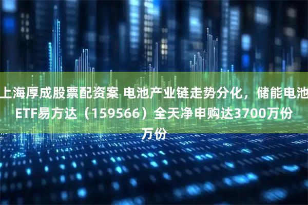上海厚成股票配资案 电池产业链走势分化，储能电池ETF易方达（159566）全天净申购达3700万份